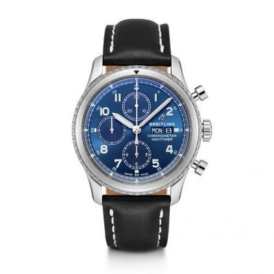 Remontoir à montres pour montre Breitling Aviatior 8 Navitimer 8 Chronograph 43 Stainless Steel / Bleu / Noire Calf