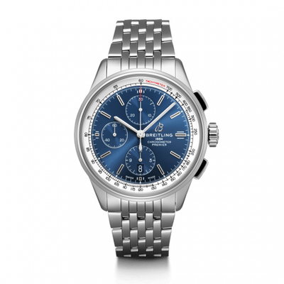 Remontoir à montres pour montre Breitling Premier Premier Chronograph 42 Stainless Steel / Noire / Croco Noire / Tang