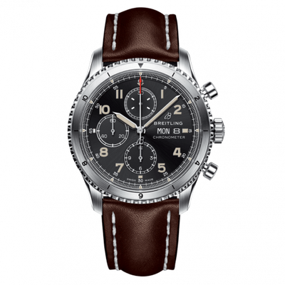 Remontoir à montres pour montre Breitling Aviatior 8 Aviator 8 Chronograph 43 Stainless Steel / Noire / Calf / Pin