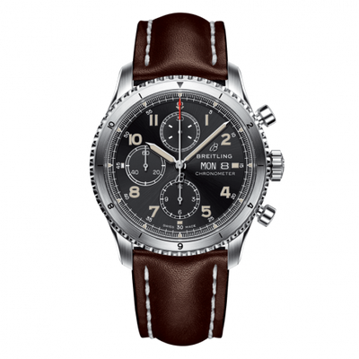 Remontoir à montres pour montre Breitling Aviatior 8 Aviator 8 Chronograph 43 Stainless Steel / Noire / Calf / Folding