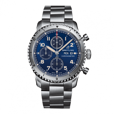 Remontoir à montres pour montre Breitling Aviatior 8 Aviator 8 Chronograph 43 Stainless Steel / Bleu / Bracelet
