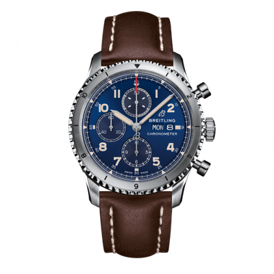 Remontoir à montres pour montre Breitling Aviatior 8 Aviator 8 Chronograph 43 Stainless Steel / Bleu / Calf / Pin