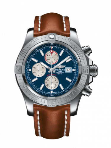 Watch Winder for watch Breitling Avenger Super Avenger II Stainless Steel / Mariner Blue / Calf / Pin