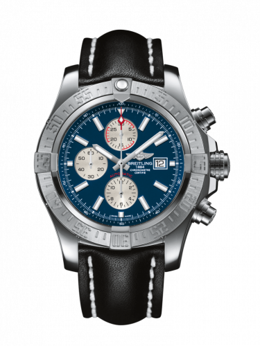 Watch Winder for watch Breitling Avenger Super Avenger II Stainless Steel / Mariner Blue / Calf / Pin