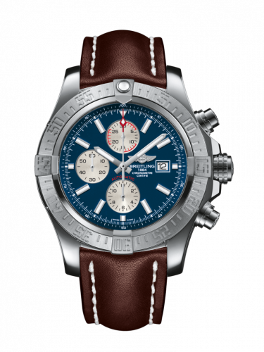 Watch Winder for watch Breitling Avenger Super Avenger II Stainless Steel / Mariner Blue / Calf / Pin