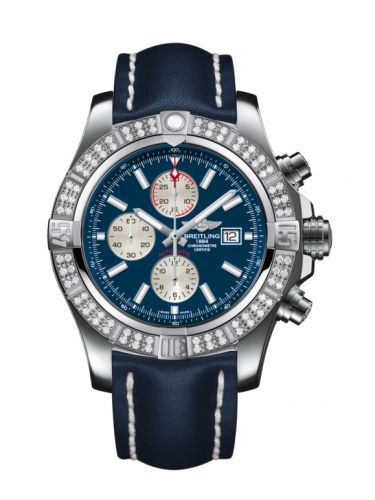 Remontoir à montres pour montre Breitling Avenger Super Avenger II Stainless Steel / Diamond / Mariner Bleu / Calf / Pin