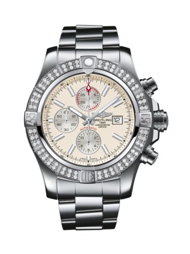 Remontoir à montres pour montre Breitling Avenger Super Avenger II Stainless Steel / Diamond / Stratus Argent / Bracelet