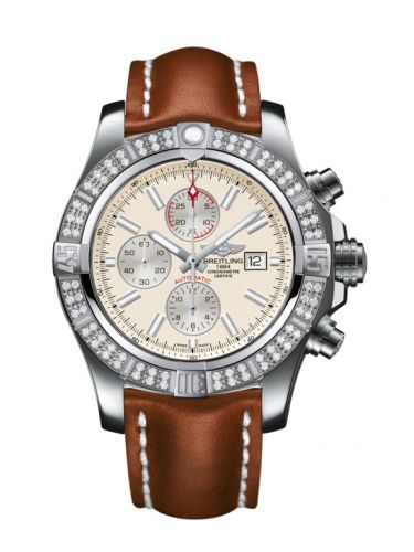 Remontoir à montres pour montre Breitling Avenger Super Avenger II Stainless Steel / Diamond / Stratus Argent / Calf / Pin