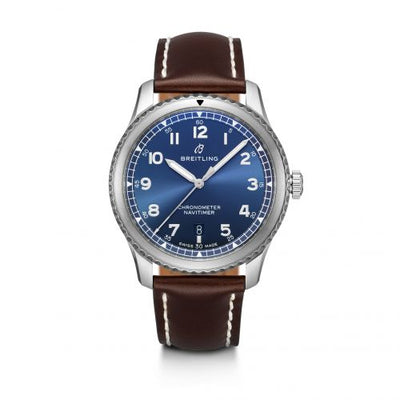 Remontoir à montres pour montre Breitling Aviatior 8 Navitimer 8 Automatic 41 Stainless Steel / Bleu / Marron Calf