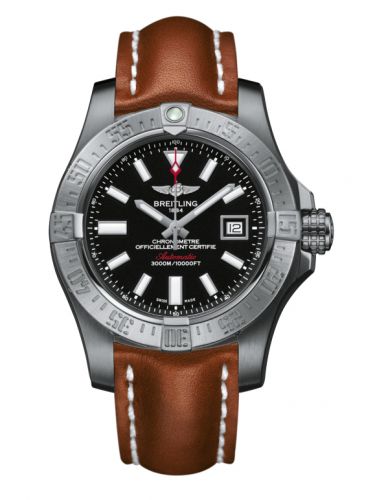 Remontoir à montres pour montre Breitling Avenger Avenger II Seawolf Stainless Steel / Volcano Noire / Calf / Pin
