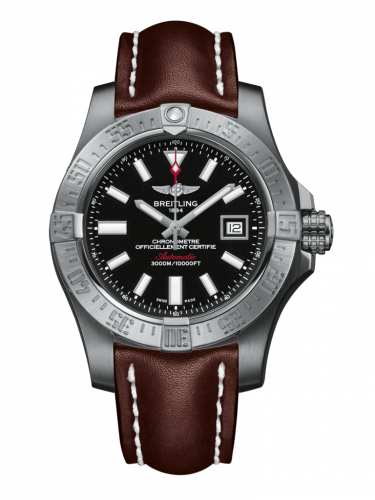 Watch Winder for watch Breitling Avenger Avenger II Seawolf Stainless Steel / Volcano Black / Calf / Pin