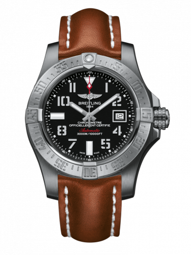 Watch Winder for watch Breitling Avenger Avenger II Seawolf Stainless Steel / Volcano Black / Calf / Pin