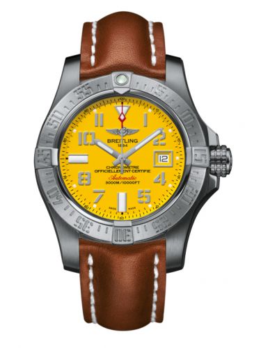 Remontoir à montres pour montre Breitling Avenger Avenger II Seawolf Stainless Steel / Cobra Yellow / Calf / Pin