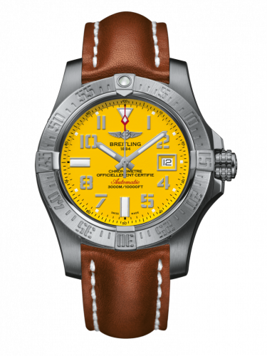 Remontoir à montres pour montre Breitling Avenger Avenger II Seawolf Stainless Steel / Cobra Yellow / Calf / Folding