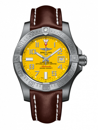 Remontoir à montres pour montre Breitling Avenger Avenger II Seawolf Stainless Steel / Cobra Yellow / Calf / Pin