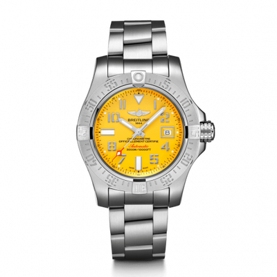 Remontoir à montres pour montre Breitling Avenger Avenger II Seawolf Stainless Steel / Cobra Yellow / Bracelet