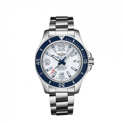 Remontoir à montres pour montre Breitling Superocean Superocean 42 Stainless Steel / Blanc / Bracelet