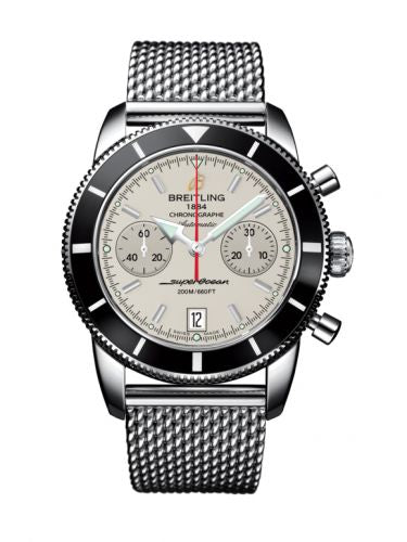 Remontoir à montres pour montre Breitling Superocean Heritage Superocean Heritage 44 Chronograph Stainless Steel / Noire / Argent / Milanese