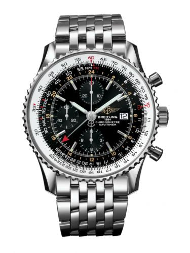 Remontoir à montres pour montre Breitling Navitimer Navitimer World Stainless Steel / Noire / Bracelet
