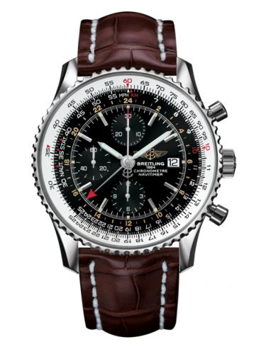Remontoir à montres pour montre Breitling Navitimer Navitimer World Stainless Steel / Noire / Croco / Pin