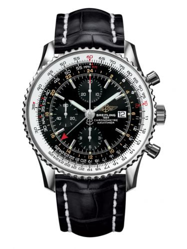 Remontoir à montres pour montre Breitling Navitimer Navitimer World Stainless Steel / Noire / Croco / Pin