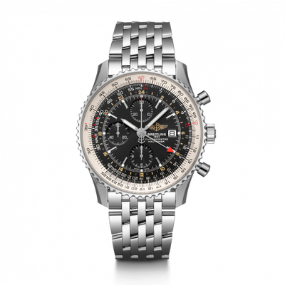 Watch Winder for watch Breitling Navitimer Navitimer World Stainless Steel / Black / Bracelet