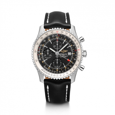 Remontoir à montres pour montre Breitling Navitimer Navitimer World Stainless Steel / Noire / Calf / Pin