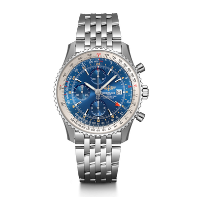 Watch Winder for watch Breitling Navitimer Navitimer World Stainless Steel / Blue / Bracelet