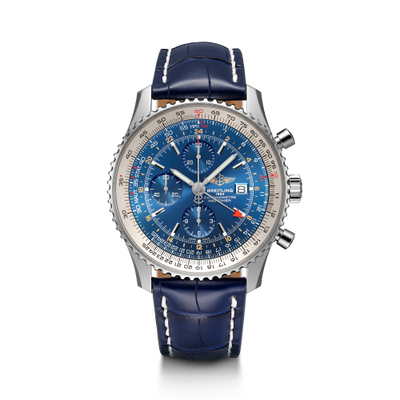 Remontoir à montres pour montre Breitling Navitimer Navitimer World Stainless Steel / Bleu / Croco / Pin