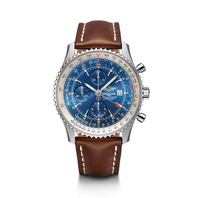 Watch Winder for watch Breitling Navitimer Navitimer World Stainless Steel / Blue / Calf / Pin