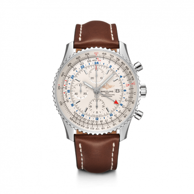 Watch Winder for watch Breitling Navitimer Navitimer World Stainless Steel / Silver / Calf / Pin