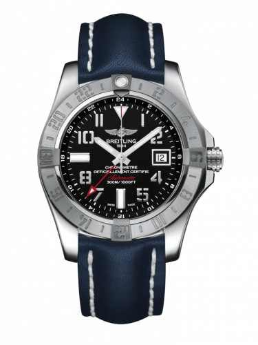 Remontoir à montres pour montre Breitling Avenger Avenger II GMT Stainless Steel / Volcano Noire / Calf / Pin