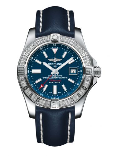 Remontoir à montres pour montre Breitling Avenger Avenger II GMT Stainless Steel / Diamond / Mariner Bleu / Calf