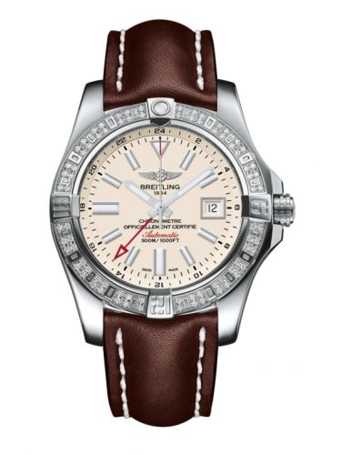Remontoir à montres pour montre Breitling Avenger Avenger II GMT Stainless Steel / Diamond / Stratus Argent / Calf