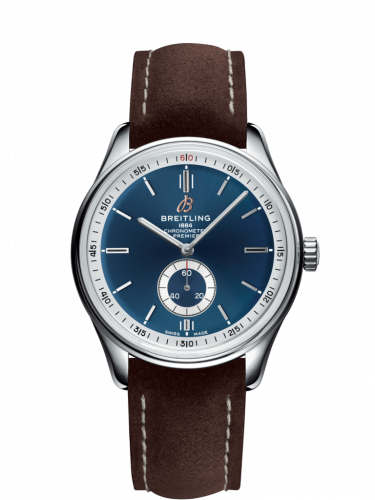 Watch Winder for watch Breitling Premier Premier Automatic 40 Stainless Steel / Blue / Nubuck Brown / Folding