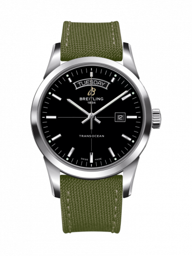 Watch Winder for watch Breitling Transocean Transocean Day & Date Stainless Steel / Black / Military / Pin