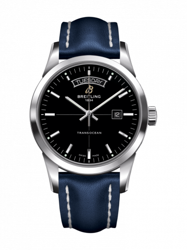 Watch Winder for watch Breitling Transocean Transocean Day & Date Stainless Steel / Black / Calf / Folding