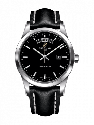 Watch Winder for watch Breitling Transocean Transocean Day & Date Stainless Steel / Black / Calf / Folding