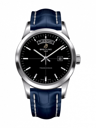 Watch Winder for watch Breitling Transocean Transocean Day & Date Stainless Steel / Black / Croco / Pin