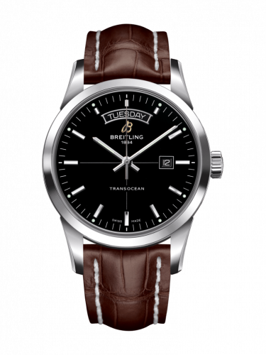 Watch Winder for watch Breitling Transocean Transocean Day & Date Stainless Steel / Black / Croco / Pin