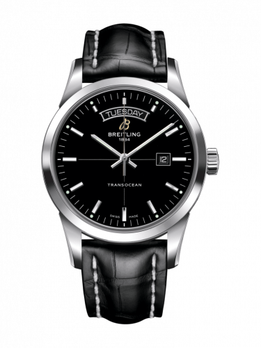 Watch Winder for watch Breitling Transocean Transocean Day & Date Stainless Steel / Black / Croco / Pin