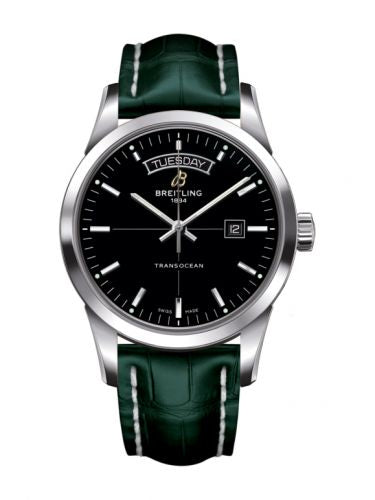 Watch Winder for watch Breitling Transocean Transocean Day & Date Stainless Steel / Black / Croco / Pin