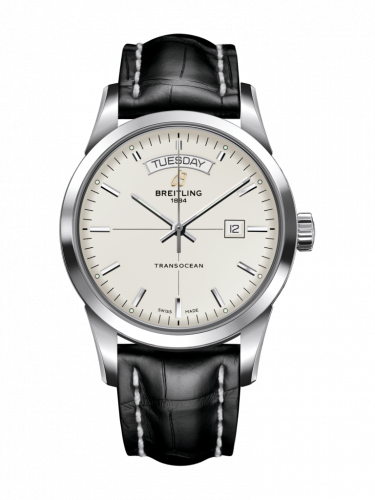 Watch Winder for watch Breitling Transocean Transocean Day & Date Stainless Steel / Silver / Croco / Pin