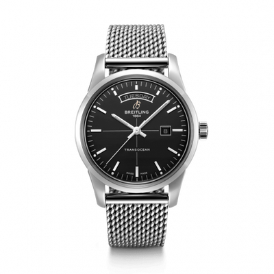 Watch Winder for watch Breitling Transocean Transocean Day & Date Stainless Steel / Black / Milanese