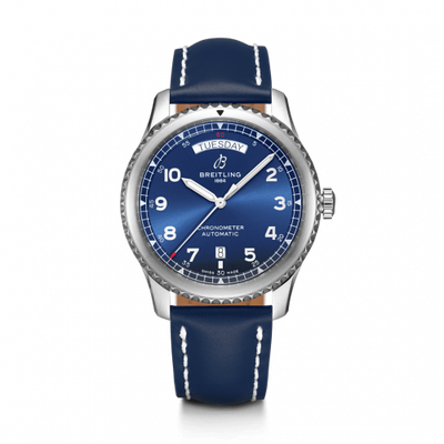 Remontoir à montres pour montre Breitling Aviatior 8 Navitimer 8 Automatic Day & Date 41 Stainless Steel / Bleu / Bleu Calf / Folding