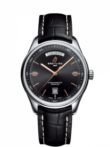 Watch Winder for watch Breitling Premier Premier Automatic Day & Date 40 Stainless Steel / Black / Croco Black / Folding