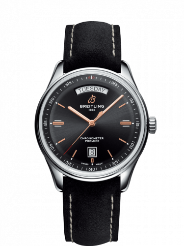 Watch Winder for watch Breitling Premier Premier Automatic Day & Date 40 Stainless Steel / Black / Nubuck Black / Folding