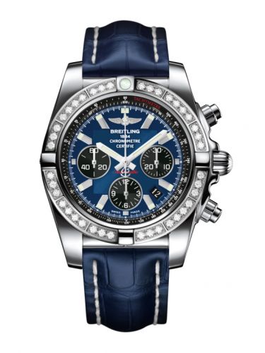 Remontoir à montres pour montre Breitling Chronomat Chronomat 44 Stainless Steel / Diamond / Noireeye Bleu / Croco
