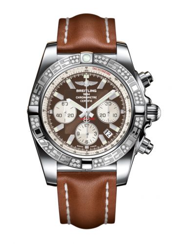 Remontoir à montres pour montre Breitling Chronomat Chronomat 44 Stainless Steel / Diamond / Metallica Marron / Calf