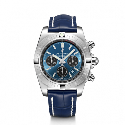 Watch Winder for watch Breitling Chronomat Chronomat B01 Chronograph 44 Stainless Steel / Blackeye Blue / Croco / Pin